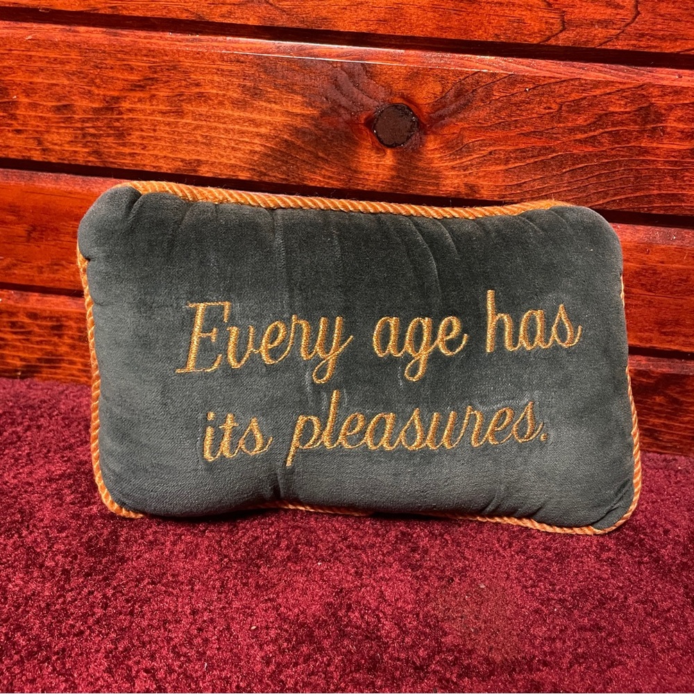 VTG 90s Velvet Accent Pillow with Gold Embroidery